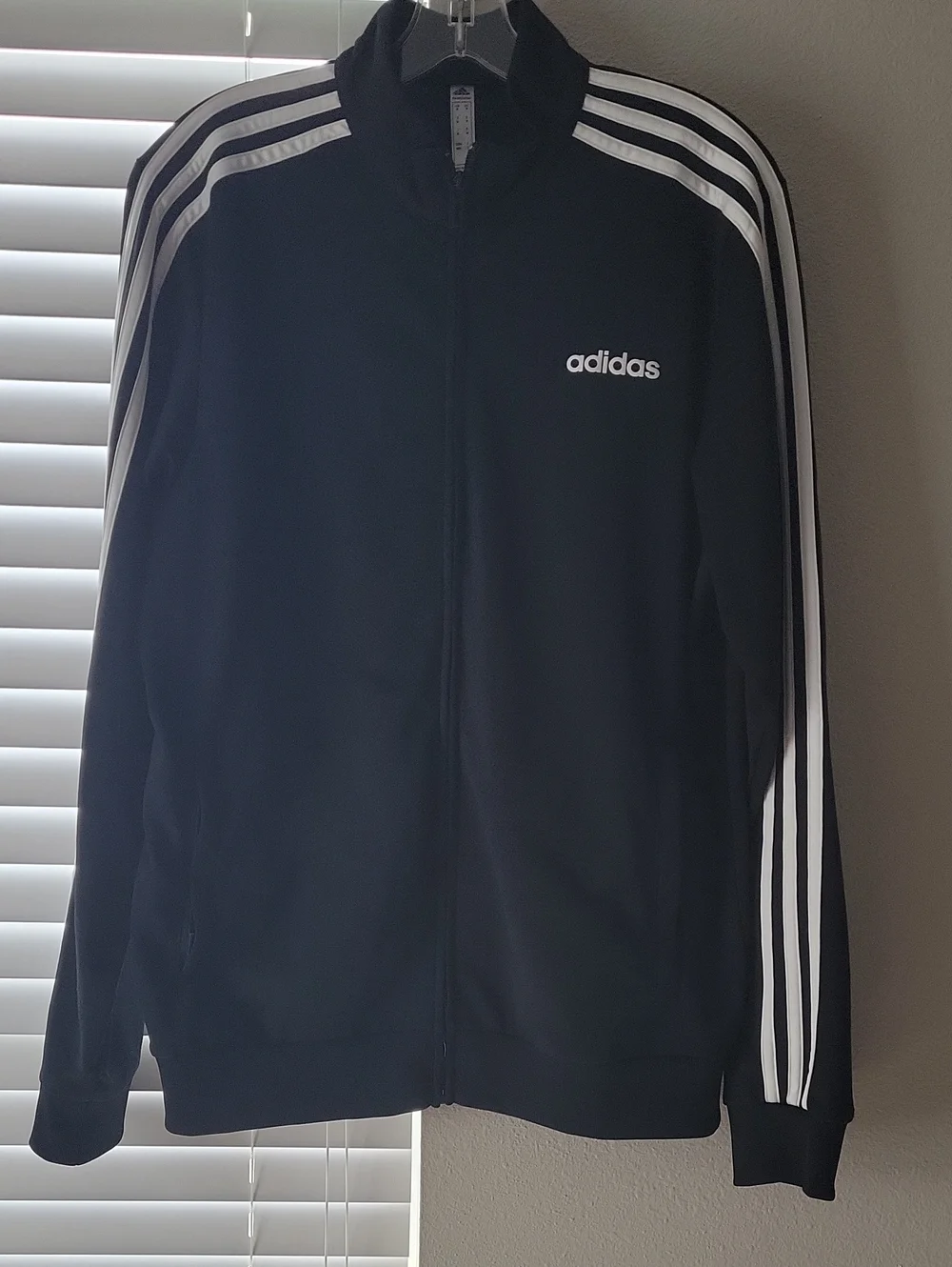 adidas Black Track Jacket with White Three Stripes